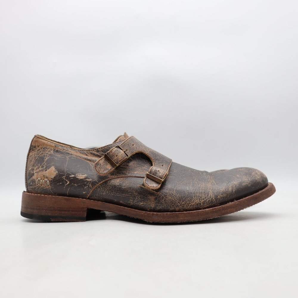 Bed Stu Panza Men's 13 Distressed Brown Leather Double Monk Strap Casual Dress